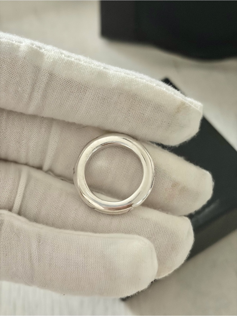 Chanel Sterling Silver Logo Ring - Size 7 - Picture 4 of 10